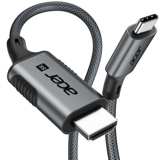 📌【ご購入前のご確認】1「映像出力専用」HDMI規格のため、Thunderbolt規格のような「映像出力と同時に本体へ給電する機能」には非対応です。28K@60Hzの高精細映像を表示するためには、接続するUSB-C機器およびディスプレイの両方が8K@60Hzに対応している必要があります。3MacBookが対応する最大出力解像度は、モデルや搭載チップによって異なります。ご使用のデバイスがご希望の解像度に対応しているかご不明な場合は、お気軽にお問い合わせください。 【8K@60Hz超高解像度】最大8K@60Hzの出力に対応したAcer USB タイプC to HDMIケーブル。細部まで鮮明なシネマ品質の映像を実現し、動画編集・画像編集・ホームシアター環境に最適です。豊かな色彩表現と高いダイナミックコントラストにより、臨場感あふれる映像を楽しめます。【💡注意:ご使用のデバイスがビデオ出力(USB Type-C DP Alt Mode)に対応していることをご確認ください。一方向のみの変換:USB Type-C 出力 右向き矢印 HDMI ディスプレイ専用。