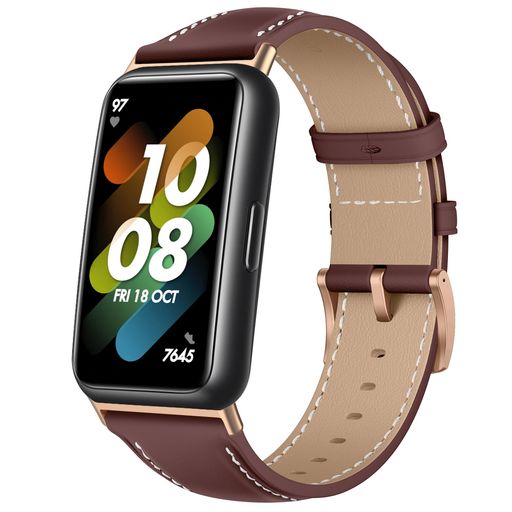[LANQII]レザーバンドFORHUAWEIBAND7対応バンドPUレザー素材ベルトソフト柔軟性ビジネス風交換ベルトレディース&メンズ革製ストラップ(レッドブラウン)
