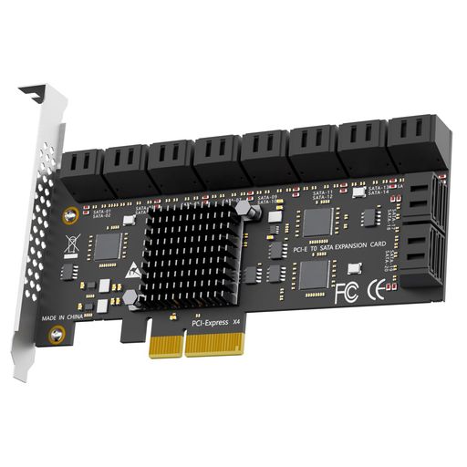 【20ポートPCIe X4 SATAアダプターカード】PCI-Express X4はSATA III 6Gbpsポート20個を拡張し、PCは20 x SATAドライバーに同時にアクセスできます SATAディスク20枚でストレージプールをセットアップしたり、Windows/Mac OS/LinuxでソフトウェアRAIDを設定したりできます (注意:ハードウェアRAIDには対応していません) 帯域幅の割り当て:1 x ASM1164に基づき、アップストリームはPCI-Express 3.0 X2スピード(16GT/秒)、ダウンストリームの各SATAポート(120)は最大で85MB/sの帯域幅を取得します 20 x LEDインジケーター:赤色は動作状態、赤の点滅はデータの読み取り/書き込みです OS互換性:Windows/Mac OS/Linux/NASでプラグアンドプレイ(注:Windows XPには対応していません)