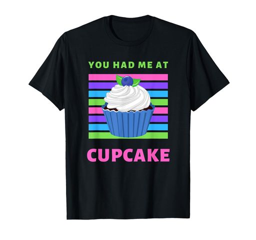 あなたがカップケーキブルーベリーホワイトアイシングで私を持っていたカップケーキ愛好家Tシャツ(3)