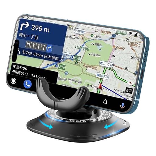 AnTスマホホルダー車載用置くだけ簡単装着シリコン吸盤高粘着力360度回転対応防振設計車中安定固定iPhone・Android全機種対応ダッシュボード用スマートフォンスタンド