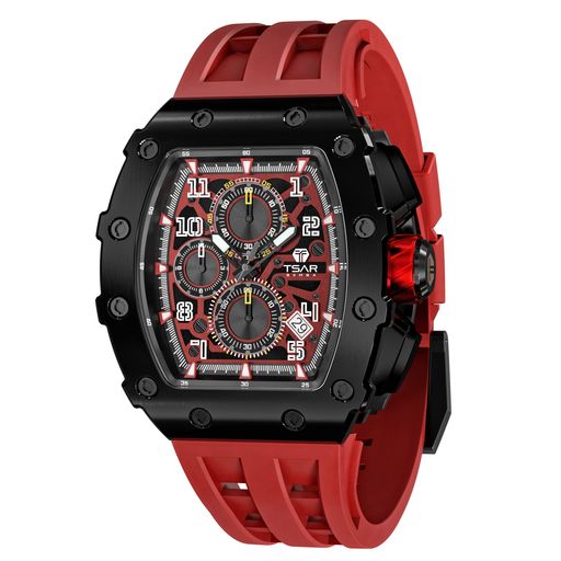 SWATCH - TSARBOMBAメンズ腕時計クォーツアナログムーブメント5気圧防水トノー型メンズストップウォッチステンレススチールケース男性用時計シンプルラージダイヤル父の日ギフト男性のためのカ…
