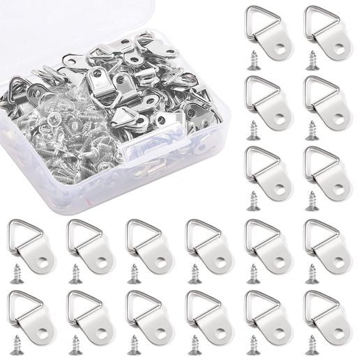 三角吊りカン100個セット額吊り金具額縁フックネジ付き鉄素材ビラカン豆カンフック止め金具吊り金具壁..