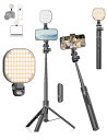 GAHENWO173CMライト付きスマホ三脚2000MAH自撮りライト自撮り棒スマホスタンドLEDライトじどり棒ビデオキット長い卓上三脚セルカ棒遠隔リモコン付き...