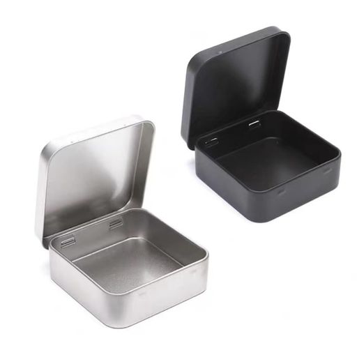 KALOLINNAコンドームケースメタル収納ケース2個セットブリキ缶薬ケース雑貨入れ物収納正方形コンテナシンプルパーツボックス携帯用ミニボックスコンテナ蓋付き収...