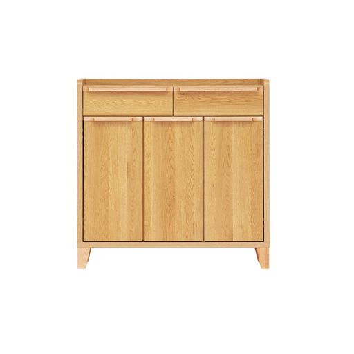 サイドボードスリムキャビネット収納棚オーク幅90x奥行31.5x高さ79cm446453