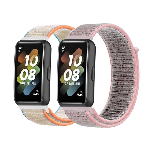 [Sitengle]Huaweiband7対応交換バンド2本セットナイロンファーウェイバンド7替えバンドストレッチband7ベルトシンプル通気調節可能軽量..