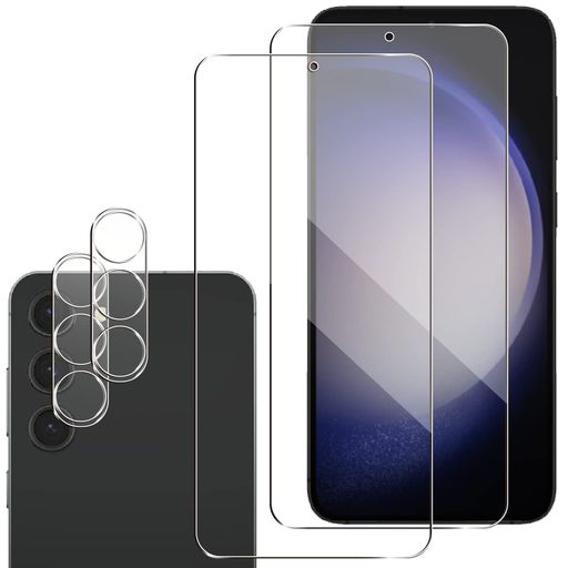 Wigsii対応GalaxyS23用ガラスフィルム【2+2枚セット】保護フィルム*2+カメラフィルム*2【高品質日本AGC旭硝子素材】硬度9H強化ガラス衝撃吸収飛散防止高透過率指紋防止撥水撥油極薄