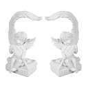 2 個 NUZAMAS 天使像白い翼天使像ペアの天使樹脂彫像天使フィギュア彫刻アート装飾リビングルームデスクトップホームガーデン結婚式の装飾