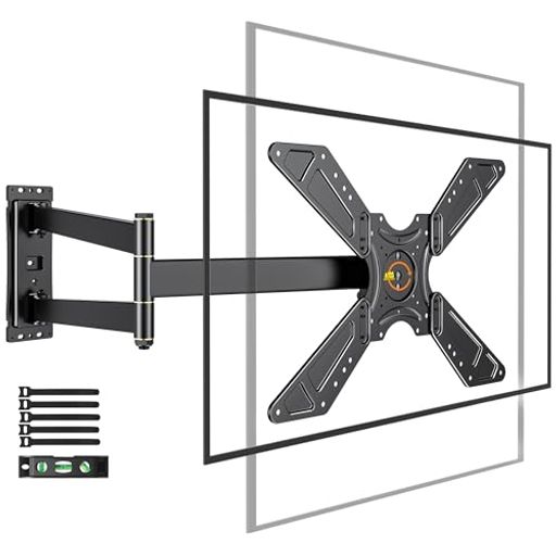FORGINGMOUNT180度回転壁掛けテレビ金具32~75インチ対応|コーナーTV壁掛け金具|横縦回転機能あり|耐荷重:50kg|83.82cmアーム|上下・左右・水平・前後調節|VESA規格600x400mmゲーミング利用/商業施設可