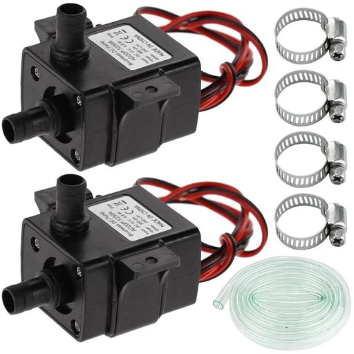JYUDAUFU DC 12V 3.6W ミニブラシレスウォーターポンプ、240L/h ノズル径8mm ミニウォーターポンプ ブラシレス冷却システム 流量 放熱 アクアリウム用、ウォーターチューブ付き(2本)