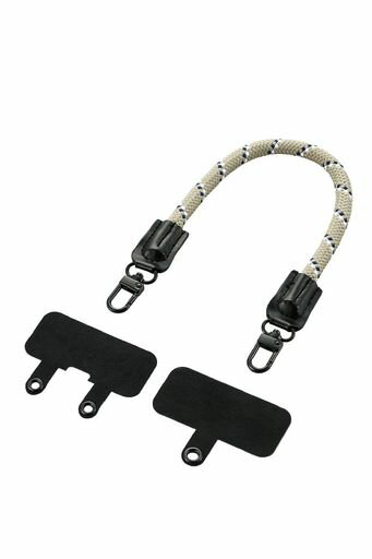 エレコムスマホハンドストラップ丸紐8MMストラップシート付属(1口タイプx1枚、2口タイプx1枚)落下防止太めベージュP-STHR08BE