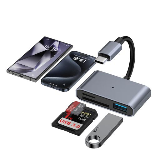 ViviberSDカードリーダーtype-cメモリカードリーダー3in1USB/SD/TF変換アダプタ0TG機能設定不要写真/ビデオ高速伝送双方向転送カメラリーダーiPhone16/iPhone15/タイプC