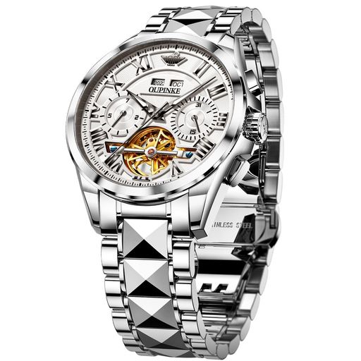 ⌚自動巻きうで時計:精密ムーブメントが中空デザインで、21個の合成レッドジュエルベアリング、約45時間の続け稼働できて、耐久性抜群の10年以上着用できる腕時計です。 ⌚50メートル防水機能:3度ナノレベル密閉防水、日常生活の手を洗ったり、水泳したりなど着用できます。 ⌚風防ガラス:超硬度、傷がつきにくく、壊れにくいサファイアクリスタル。 ⌚多機能腕時計:文字盤は3次元のローマ数字の目盛りで、年、月、日付、週の複数のウィンドウがあり、さまざまなニーズに対応します、文字盤には4つのオーストリアのダイヤモンドがあり、OUPINKEのユニークなロゴがそれを強調しています。高貴でエレガントな気分はあなたに並外れた贅沢な経験をもたらします。 ⌚タングステン鋼ブレスレット:スイスの高光沢カットプロセスを採用し、バックルには2万回の連続使用と10年の寿命を持つ高品質のスプリングが装備され、留め金は締めやすく、専用