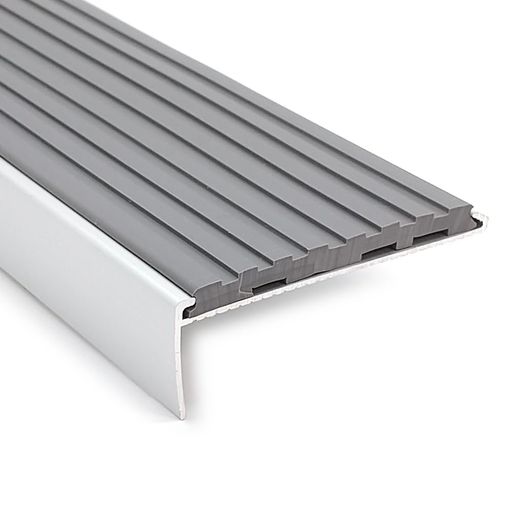 パルステップ改修用階段滑り止めアルミ製ノンスリップ75巾ゴムタイヤ充填タイプA1175P04(ペールグレイ)1m