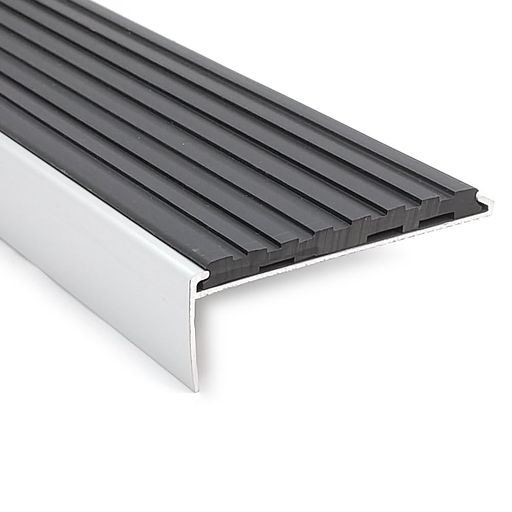 パルステップ改修用階段滑り止めアルミ製ノンスリップ75巾ゴムタイヤ充填タイプA1175P05(フローステッドブラック)1m