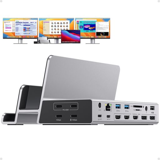 19-in-1 トリプルディスプレイドッキングステーション、MacBook 用デュアルスタンド 3 モニタードック、 (ドライバーが必要)