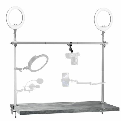 EMARTデスクオーバーヘッドカメラマウントリグ卓上マウントスタンドカメラアームサイズ調整可能webカメ..