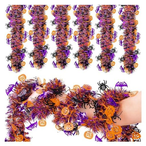 ハロウィン 飾り キラキラ ガーランド 6個セット 長さ2m 幅9cm メッキモール カボチャ コウモリ クモ キラキラモール パーティー 飾り 吊るす 飾り付け ハロウィンパーティー お化け屋敷 イ…