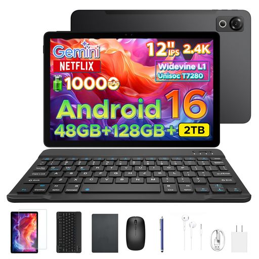 エンターテインメント 【2026年最新発売 x Android16 x Gemini AI統合タブレット】Googleの Gemini AI をシステムレベルで統合し、検索、文章作成、翻訳、要約、学習サポートまでスムーズに対応。 Android16 タブレット、AIタブレット、Gemini対応タブレット、最新アンドロイド タブレットをお探しの方に最適です。人気の 高性能タブレット本体 として、ビジネス用途、在宅ワーク、オンライン授業、日常利用まで幅広く活躍します。 【12インチ 2.4K大画面 x 120Hz高リフレッシュレート】12インチのIPSディスプレイは、2.4K(2000x1200)高解像度に対応し、 さらに 120Hz 高リフレッシュレート により、スクロールや動画再生、ゲーム操作も非常になめらか。 大画面タブレット、12インチ タブレット、2K タブレット、120Hz タブレットを求める日本ユーザーに理想的です。 Netflix、YouTube、Prime Videoも Widevine L1 対応で1080P高画質再生が可能。