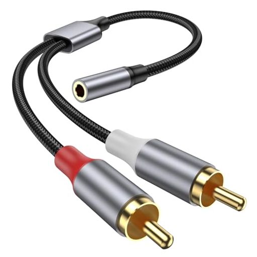 KAYQINHO RCA 3.5mm変換ケーブル 3.5mmステレオミニプラグ(メス) - 2RCA(オス) 赤...