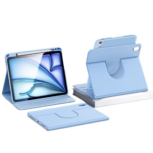 対応iPad10.2第9/8/7世代ケースペン収納縦置き横置きマグネットス吸着分離式360度回転【キーボード収納可能】透明耐衝撃薄型軽量傷防止ブルー