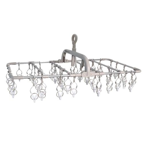 ツウィンモール洗濯物干し洗濯ハンガーピンチハンガー42ピンチベージュホワイト横もちアルミハンガーIC..