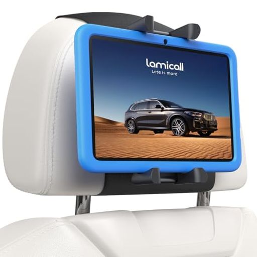 【360度回転】Lamicallタブレットホルダー車後部座席:強力マジックテープiPad車載ホルダーヘッドレストたぶれっとほるだー4.7-13インチアイパッド/モニター/スイッチ/スマホワイド26mm厚手対…