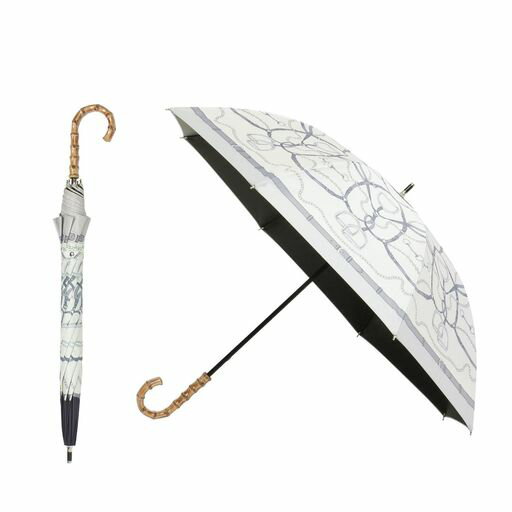 ムーンバット【ソルフェージュモード】日傘長傘レディース晴雨兼用一級遮光遮熱UVスカーフ柄22-305-12182-06グレー