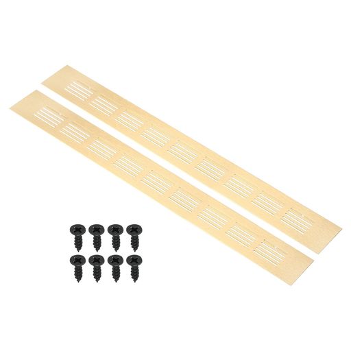 PATIKIL16x2”長方形エアベントカバーアルミメッシュグリル付き通気口カバー2個セット取り付け用ネジ付きキャビネットワードローブドア用ゴールドトーン