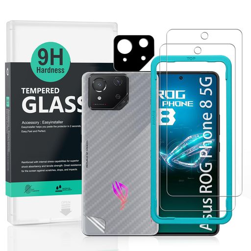 樂天商城 - Ibywind対応AsusROGPhone85Gガラスフィルム2枚保護フィルムガイド枠付きレンズカバー(1枚)背面シート(1枚)すり傷防止耐衝撃硬度9H強化ガラスフィルム【滑らかな手触り】【気泡ゼロ】【指紋認…