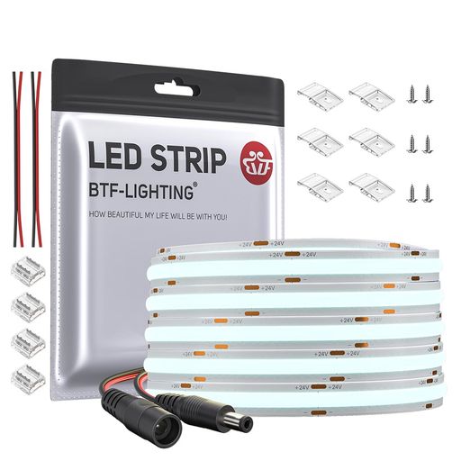BTF-LIGHTING COB FCOB LEDテープライト 高密度 10M/ロール 5280LEDs 6000K 10mm DC24V Ra 90