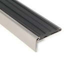 階段滑り止めステンレス製ノンスリップ35巾ゴムタイヤ充填タイプKGF516P05(フローステッドブラック)1M