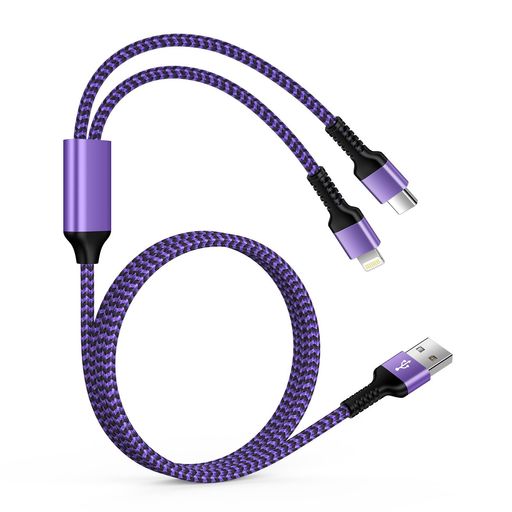 OcbuoUSBtoLightning&Type-C2in1充電ケーブルiPhoneとAndriod2台同時急速充電マルチケーブル1本2股/1.2m/5.4AライトニングとUSB-C充電コードアイフォン急速アンドロイドタイプC