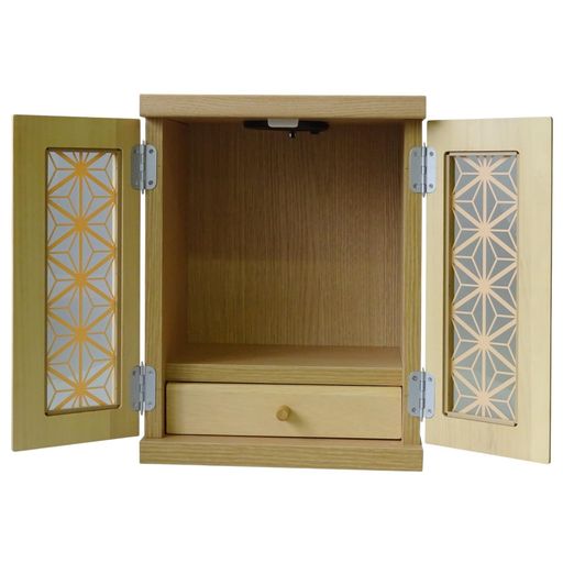 匠美風仏壇ミニLEDライト付想おもいナチュラル32cmx25cmx42cm桐材ガラス日本製