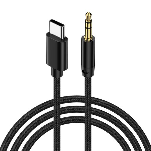 USB C - 3.5mm AUXケーブル タイプC AUX 変換ケーブル ハイレゾ音質 DAC搭載 高耐久性 車載用 オーディオケーブル ヘッドホン/PC/スマホ/ホームステレオ/カーステレオ/スピーカー などに対応 1M 黒