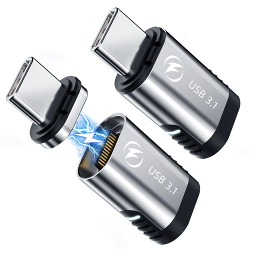 USB-Cマグネット式アダプター(2個セット)24ピンストレート100WのUSBPD充電USB3.110Gbpsのデータ転送60Hzで4Kの動画Thunderbolt3MacBookPro/Airやその他Type-Cデバイスに対応