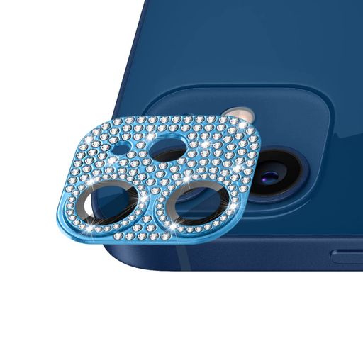 IPHONE12カメラ保護ガラスフィルムカメラレンズ保護カバーアルミニウム合金+強化ガラス製カメラカバーキズ防止露出オーバー防止耐衝撃防塵防滴薄型3D全面保護【1枚】ブルーIPHONE12対応カ…