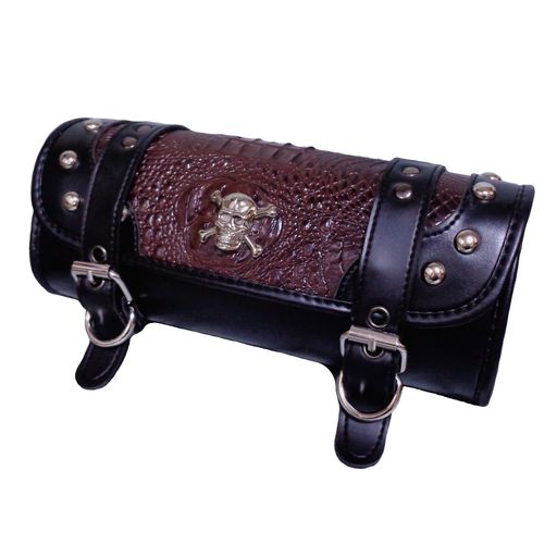 Xrossツールバッグスモールサイズブラウンクロコダイルスカルコンチョ