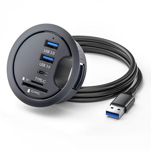 CYUSB3.0ハブSDTFUSB-C2ポートUSB60mmデスクグロメットスプリッタードックステーションデスクトップPC用Micro-SDカードリーダー