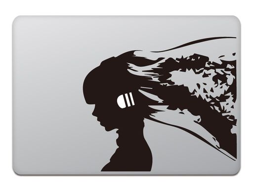 カインドストアMacBookAir/Pro13インチマックブックステッカーシールミュージックガールシルエットブラ..