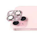 MELEJIAiPhone15用/iPhone15Plus用カメラフィルムレンズ保護カバー【1枚】ピンク【アルミニウム合金+強化ガラス製】ラインストーンレンズキラキラ保護フィルム可愛いiPhone15(2)