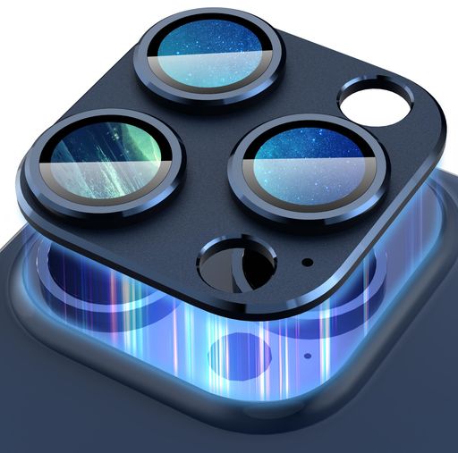 SuomanforiPhone15Pro/15ProMaxカメラレンズプロテクター、磨り金属のカメラレンズスクリーン保護フィルム、一体型のアイフォン15プロ/プロマックスの背面カメラカバー(マット-紺色)
