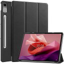 FORLENOVOTABP12ケースタブレット三つ折りスタンド高級PUレザー耐衝撃傷つけ防止FORLENOVOTABP1212.7インチカバー(ブラック)