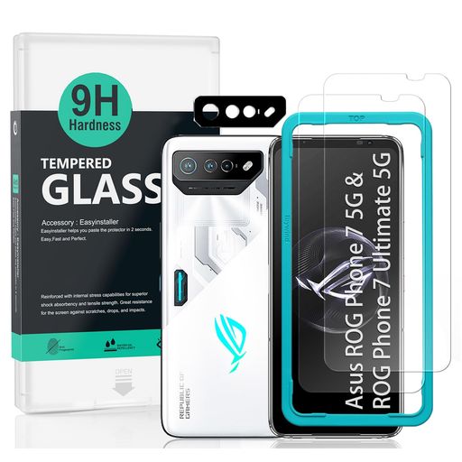 IBYWINDガラスフィルムASUSROGPHONE75G/ROGPHONE7ULTIMATE5G(6.7インチ)用スクリーンプロテクター強化ガラス2枚カメラレンズプロテクター1枚[指紋読み取り取り付け簡単]