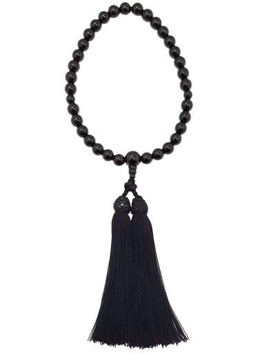 京都土屋念珠店女性用数珠黒オニキス正絹房国産手作り桐箱入-すべての宗派でご使用頂けます-