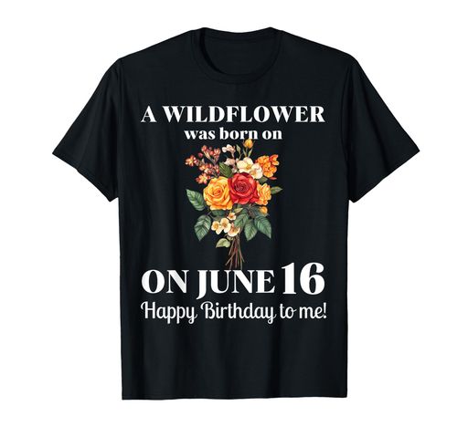6月誕生花バラとスイカズラ6月16日誕生日Tシャツ