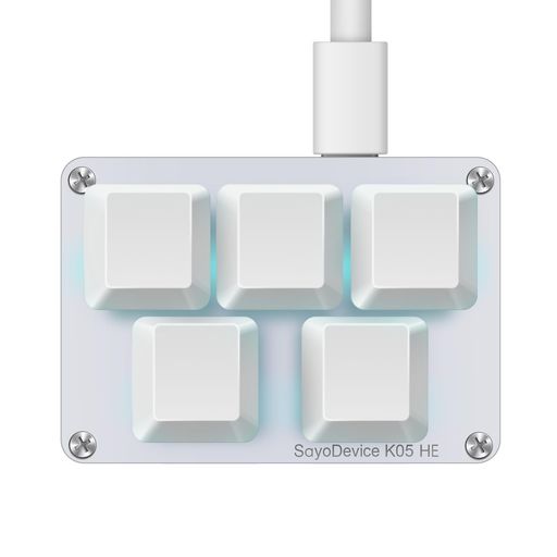 SAYODEVICE K05 HE ラピッドトリガーホールエフェクトミニキーボード OSUとジオメトリダッシュリズムゲームマクロキーパッド磁気リニアスイッチ付き(ホワイト、Gateron Jade Proグリーンスイッチ)