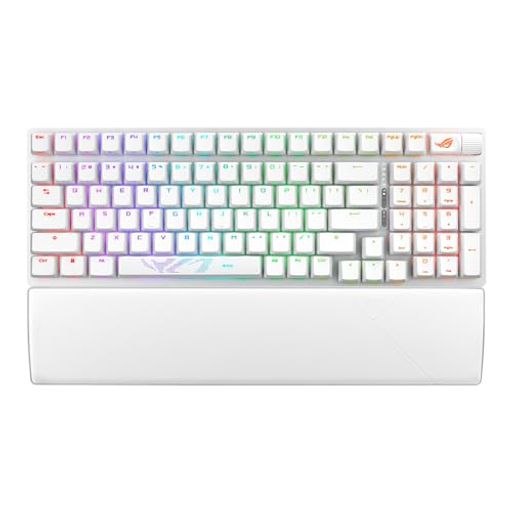 ASUS ゲーミングキーボード ROG Strix Scope II 96 Wireless 白/Bluetooth/有線 / 2.4GHz / 96%レイアウト/コンパクト/ホットスワップ対応/消音シリコンフォーム / 3段階の角度調整 /