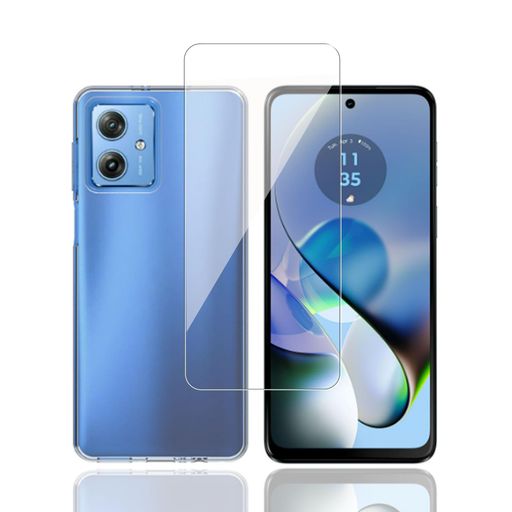 対応MOTOG645G/MOTOG64Y5G用のケース+ガラスフィルム日本旭硝子製フィルム強化ガラス硬度9H高透過率飛散防止指紋防止気泡ゼロ自動吸着貼り付け簡単【柔軟TPUカバー全透明散熱加工